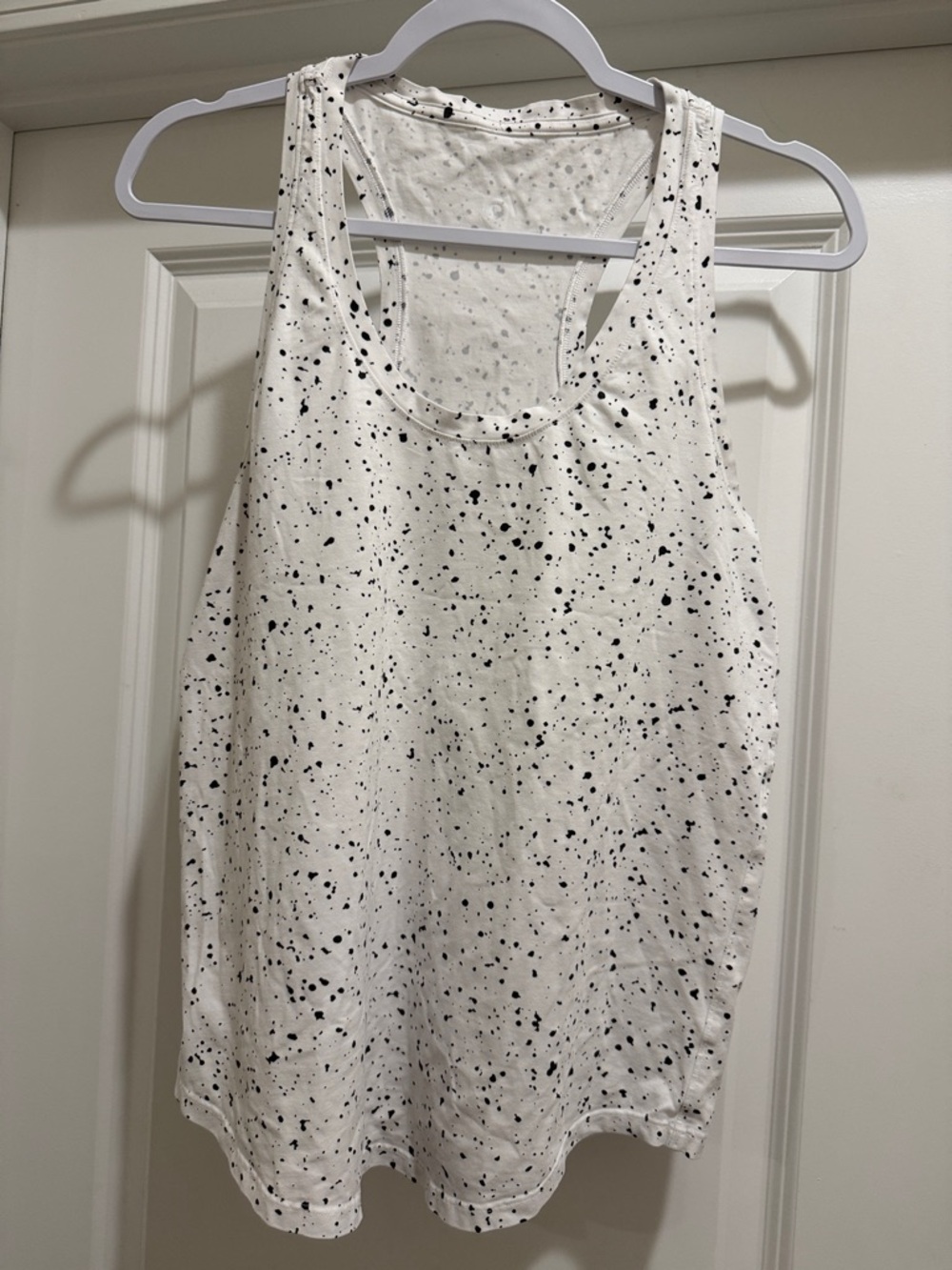 lululemon athletica White Tank Top with Black Speckle Print